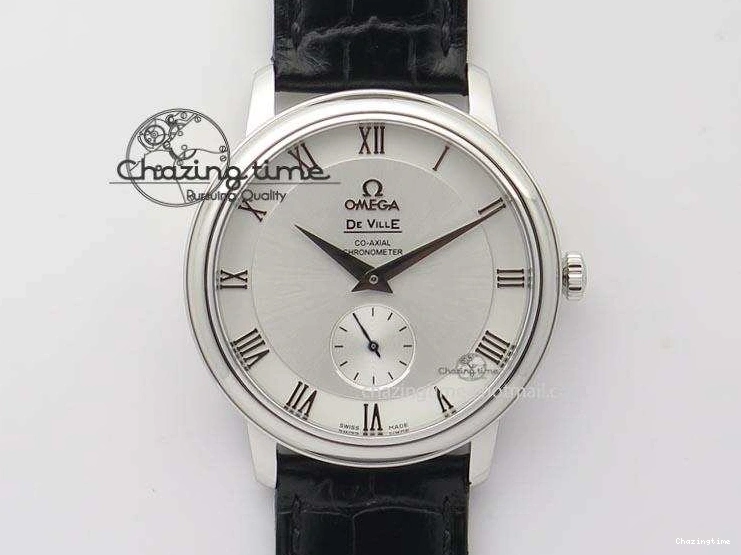 0404 Flexible De Ville MK 1:1 Best Edition SS White Dial On Black Leather Asian Seagull T1701 (Sec@6) 8244
